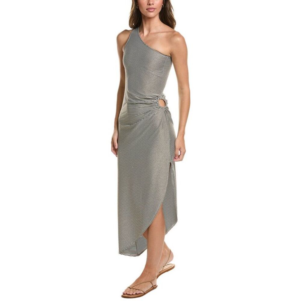 Surf Gypsy Womens Lurex Rib One-Shoulder Maxi Dress, Black